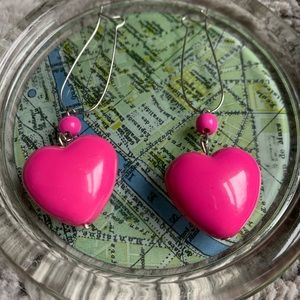 pink heart dangle earrings